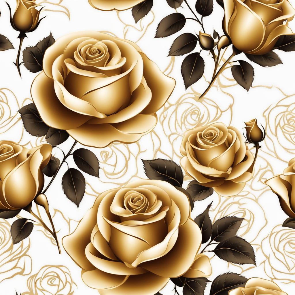 Gold rose tattoo, Elegant tattoos showcasing golden roses.  color, tattoo patterns, white clean background