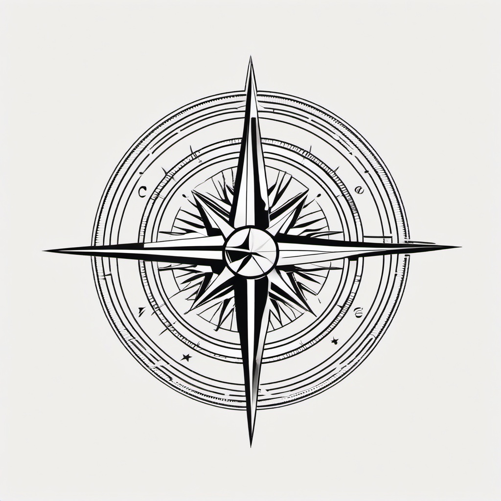 Sailor Compass Tattoo - Compass design inspired by sailor motifs.  simple vector tattoo,minimalist,white background