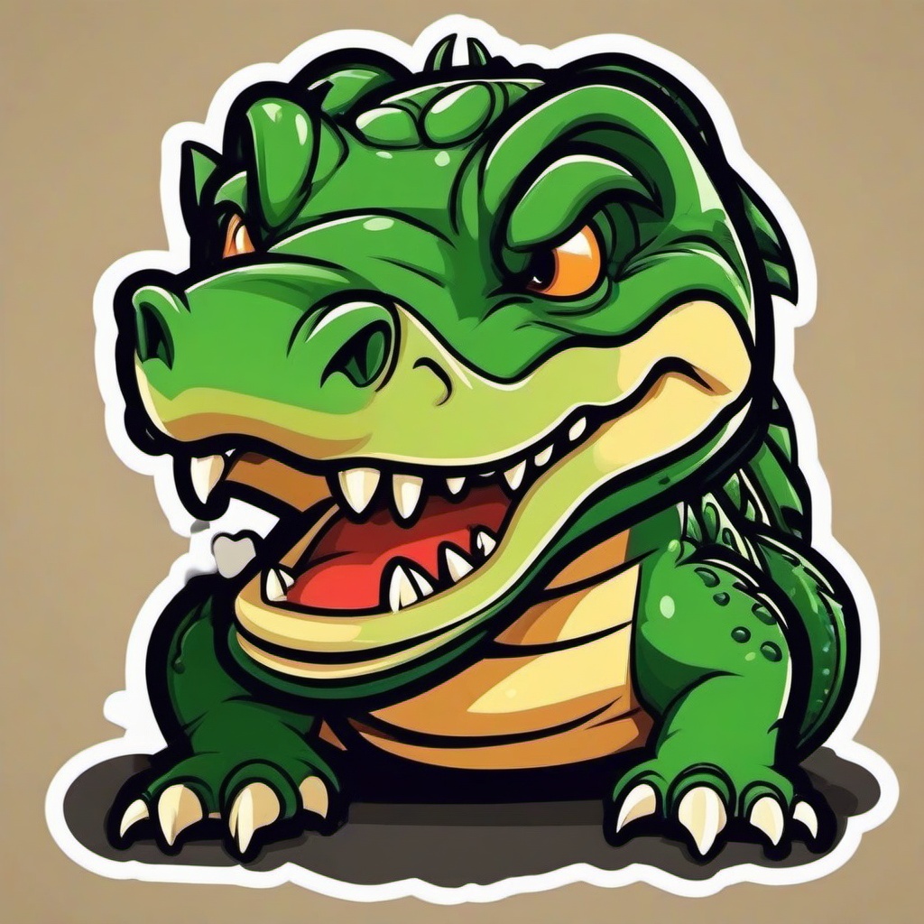 Alligator cartoon - fierce reptile with a strong jaw  cartoon sticker style