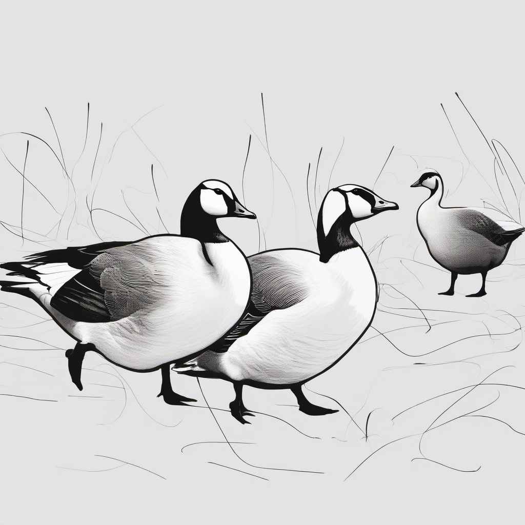 drawing of geese  minimal rough scribbles,doodles,black and white