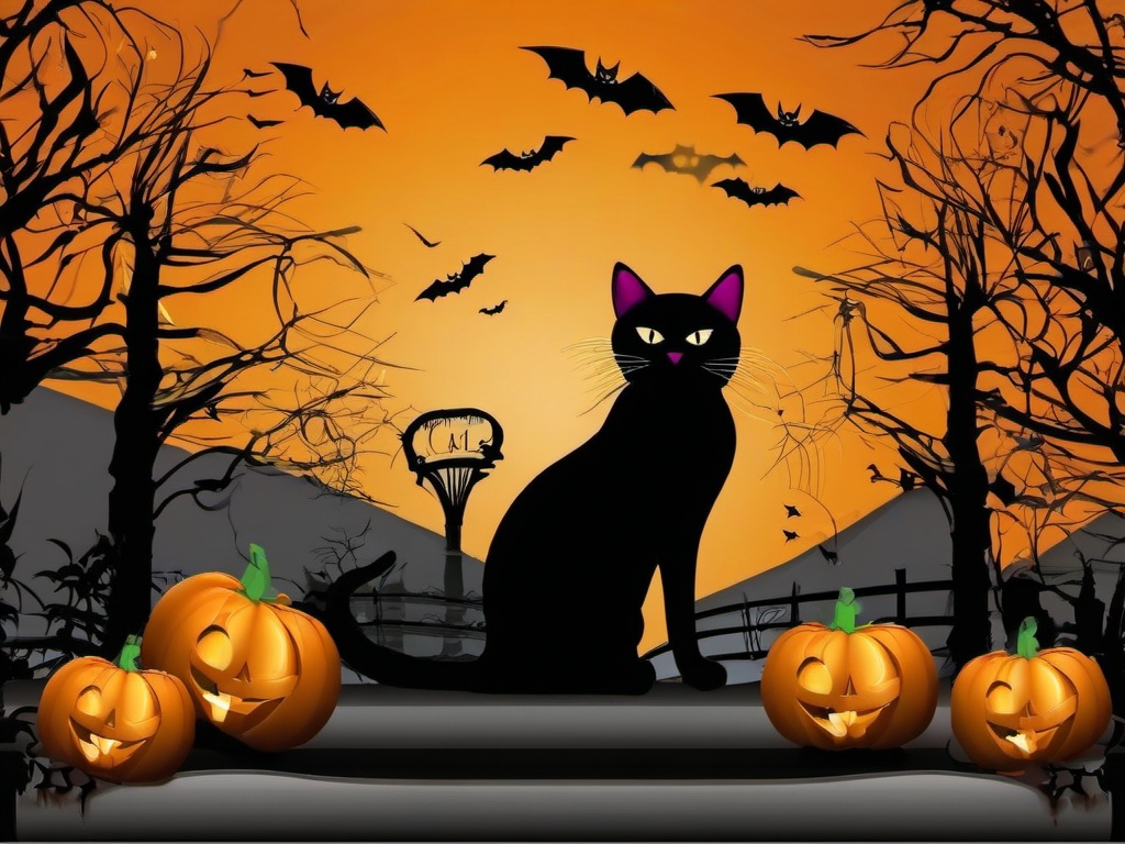 Halloween Background Wallpaper - black cat halloween background  