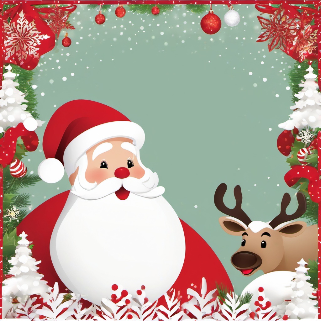 Christmas Border Clipart - Santa And Reindeer Border Design