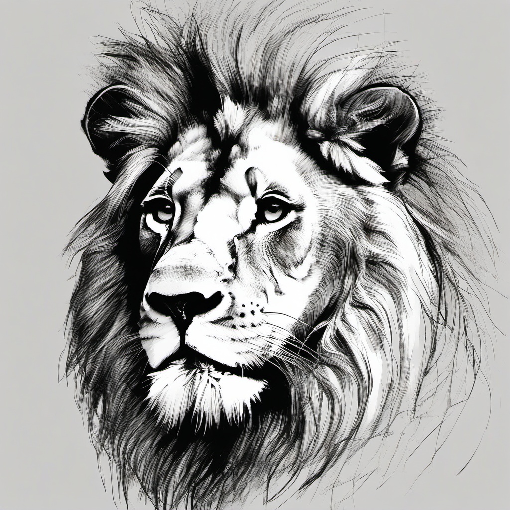 drawing of a lion in cultural festival  minimal rough sketch scribbles,doodles,black and white