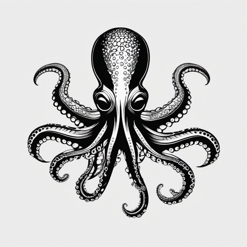 Octopi Ink Tattoo - Celebrate the intelligence and fluidity of octopuses with a tattoo featuring octopi ink.  simple vector color tattoo,minimal,white background