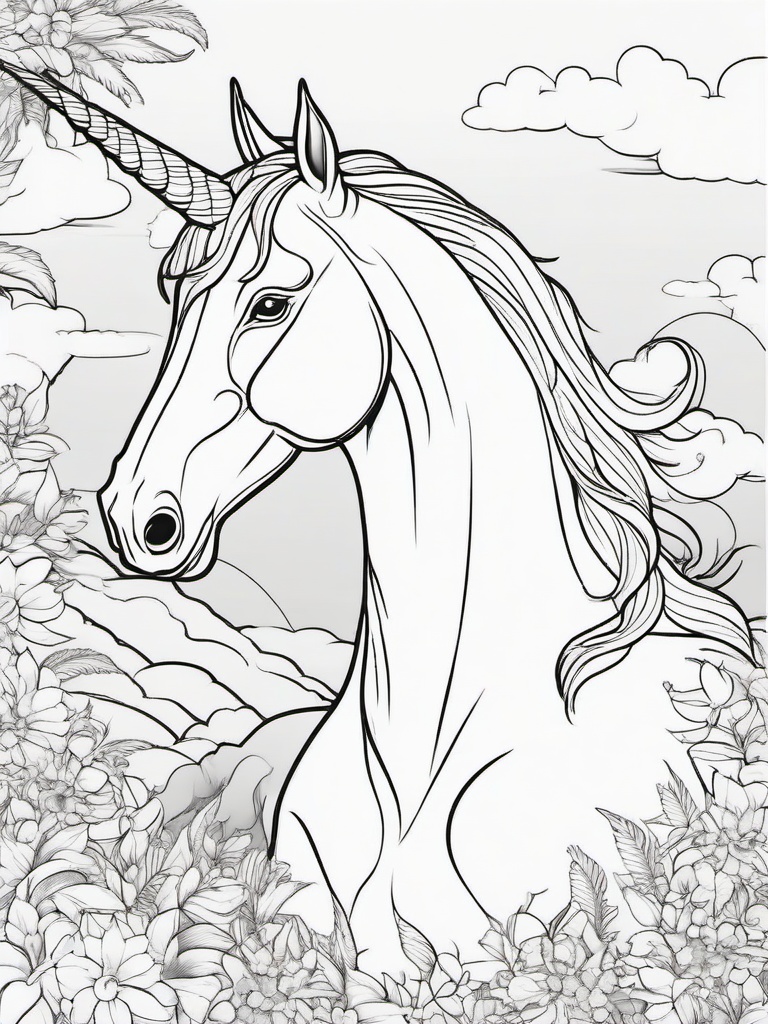 Unicorn Coloring Pages - Unicorn and a dragon having a friendly conversation  simple coloring pages