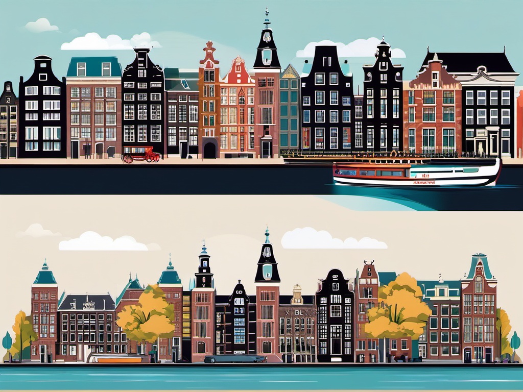 Amsterdam clipart - Rijksmuseum and Amsterdam canals, ,color clipart vector style