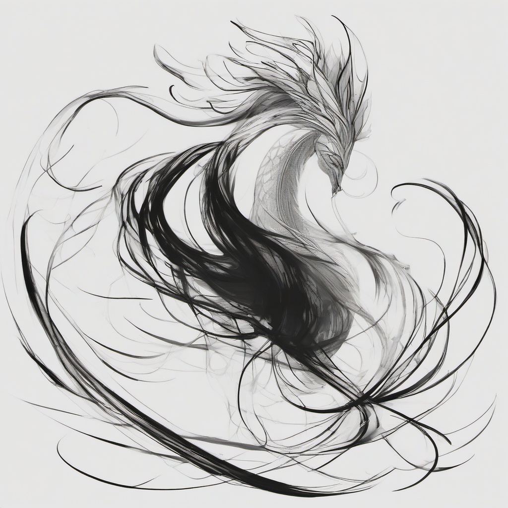 drawing of a djinn  minimal rough sketch scribbles,doodles,black and white