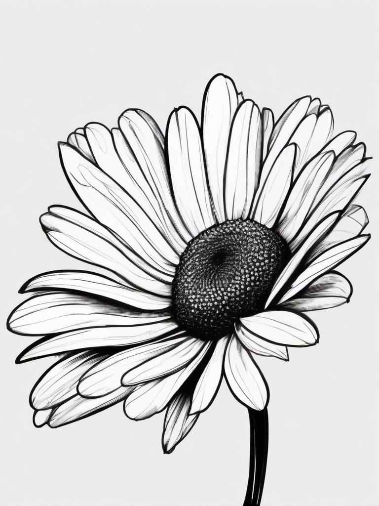 drawing of a daisy  minimal rough sketch scribbles,doodles,black and white