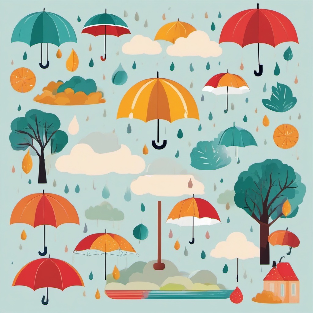 Rainy Day Splendor clipart - Splendid scenes on a rainy day, ,vector color clipart,minimal