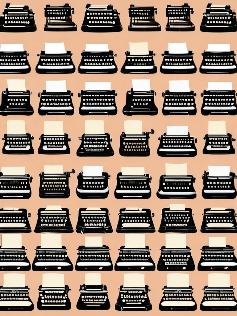 Vintage Typewriter Keys Ready Clipart - Vintage typewriter keys poised for creativity.  color clipart, minimalist, vector art, 