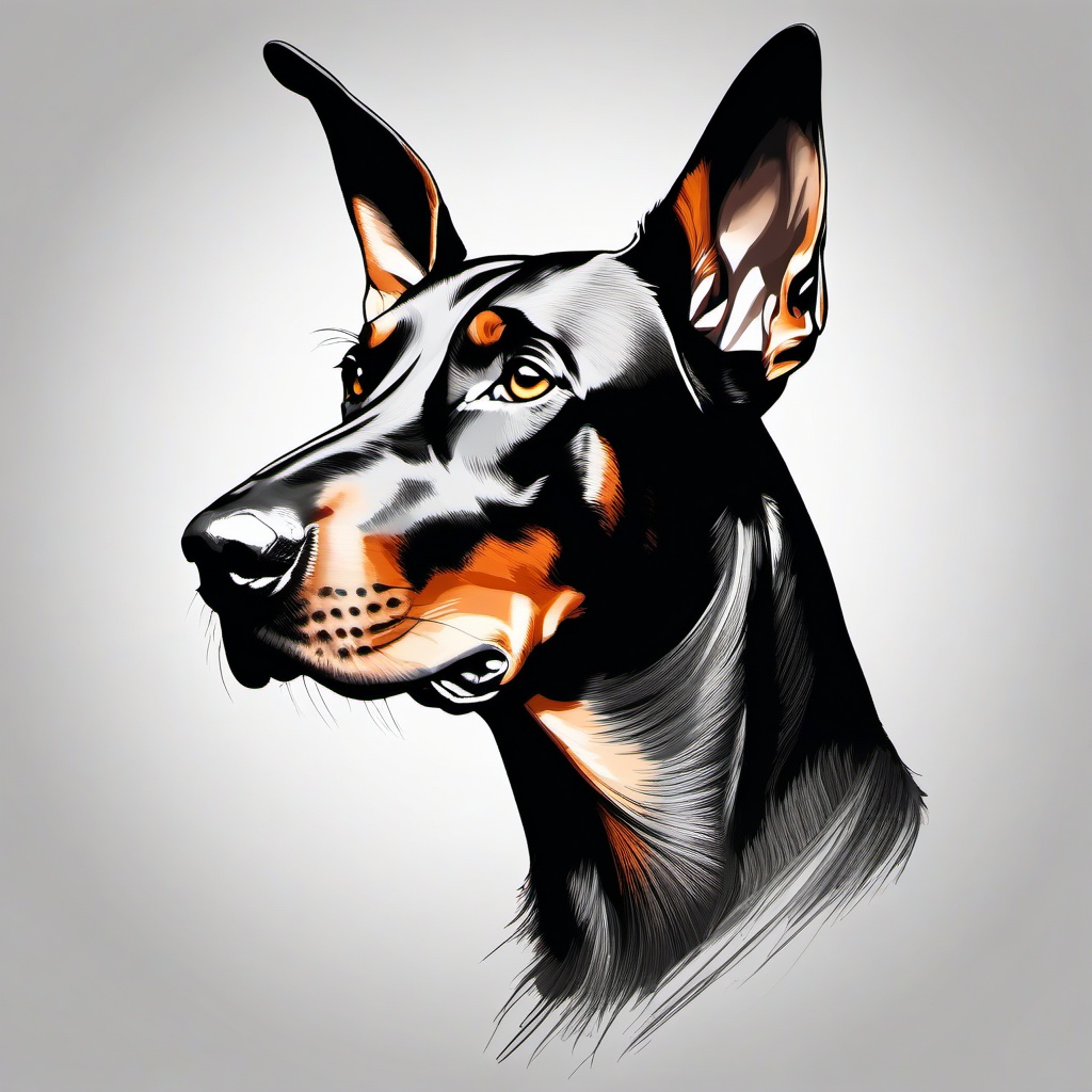 drawing of a Doberman dog  minimal rough sketch scribbles,doodles,black and white