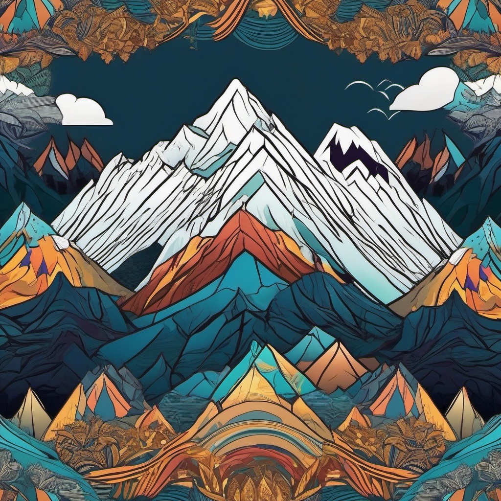 Motivational Wallpaper - Mountain Peaks in the Himalayas with Inspiring Quote  wallpaper style, intricate details, patterns, splash art, light colors