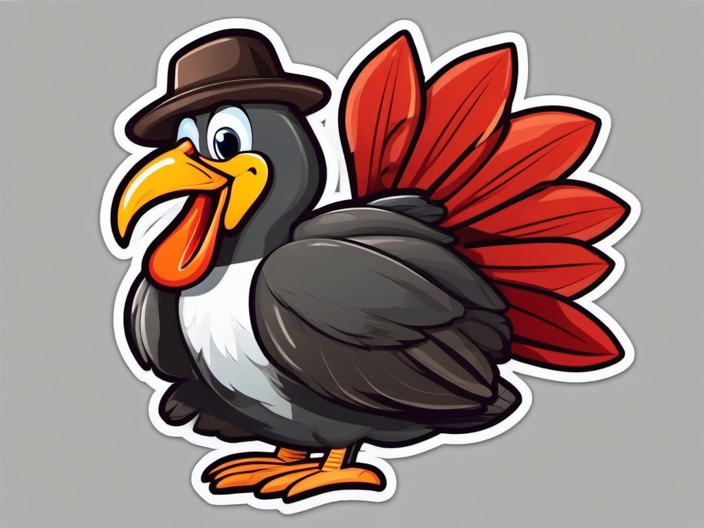 Turkey cartoon - large bird with a fan-like tail  cartoon sticker style