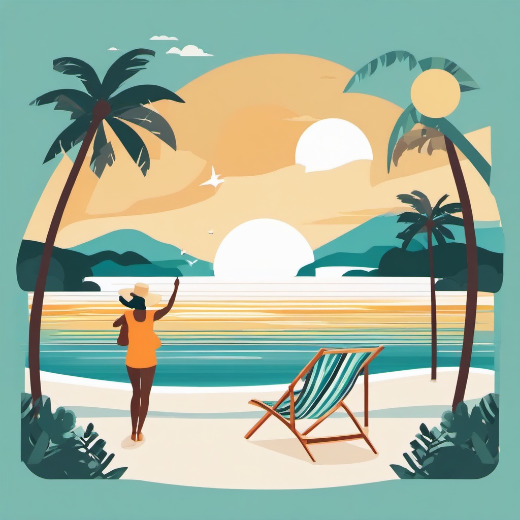 June clipart - person enjoying a summer vacation in June  color,minimalist,vector clipart