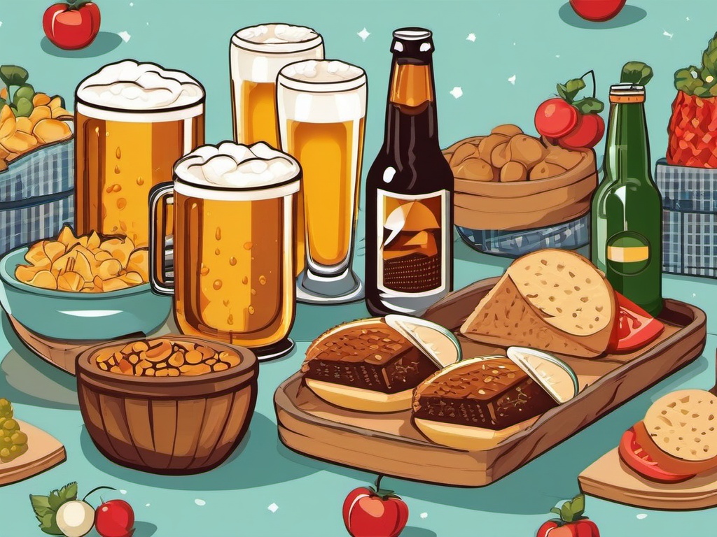 Beer clipart - picnic with beer and snacks  vector clipart