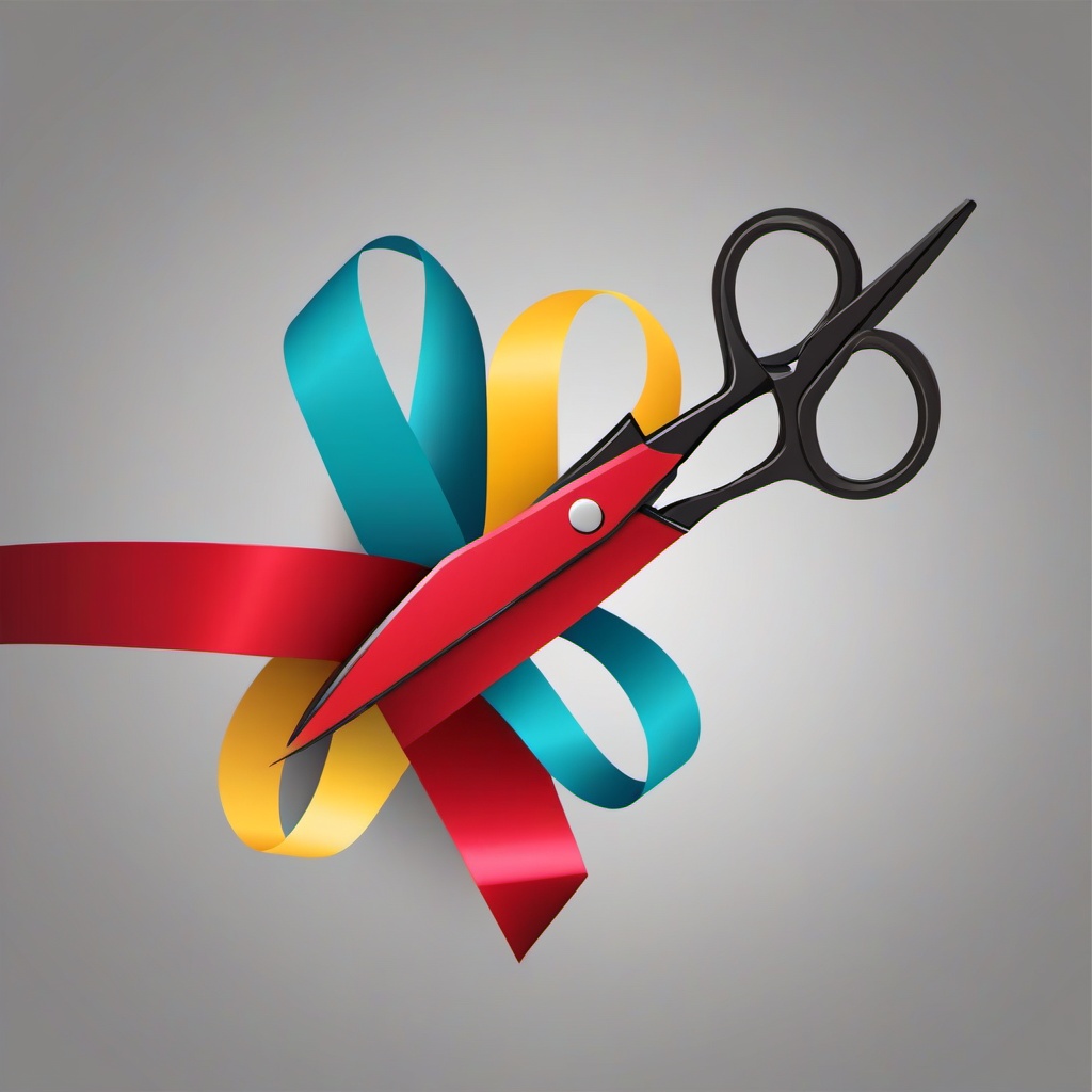 Scissors clipart - scissors cutting a ribbon at a grand opening  color,minimalist,vector clipart