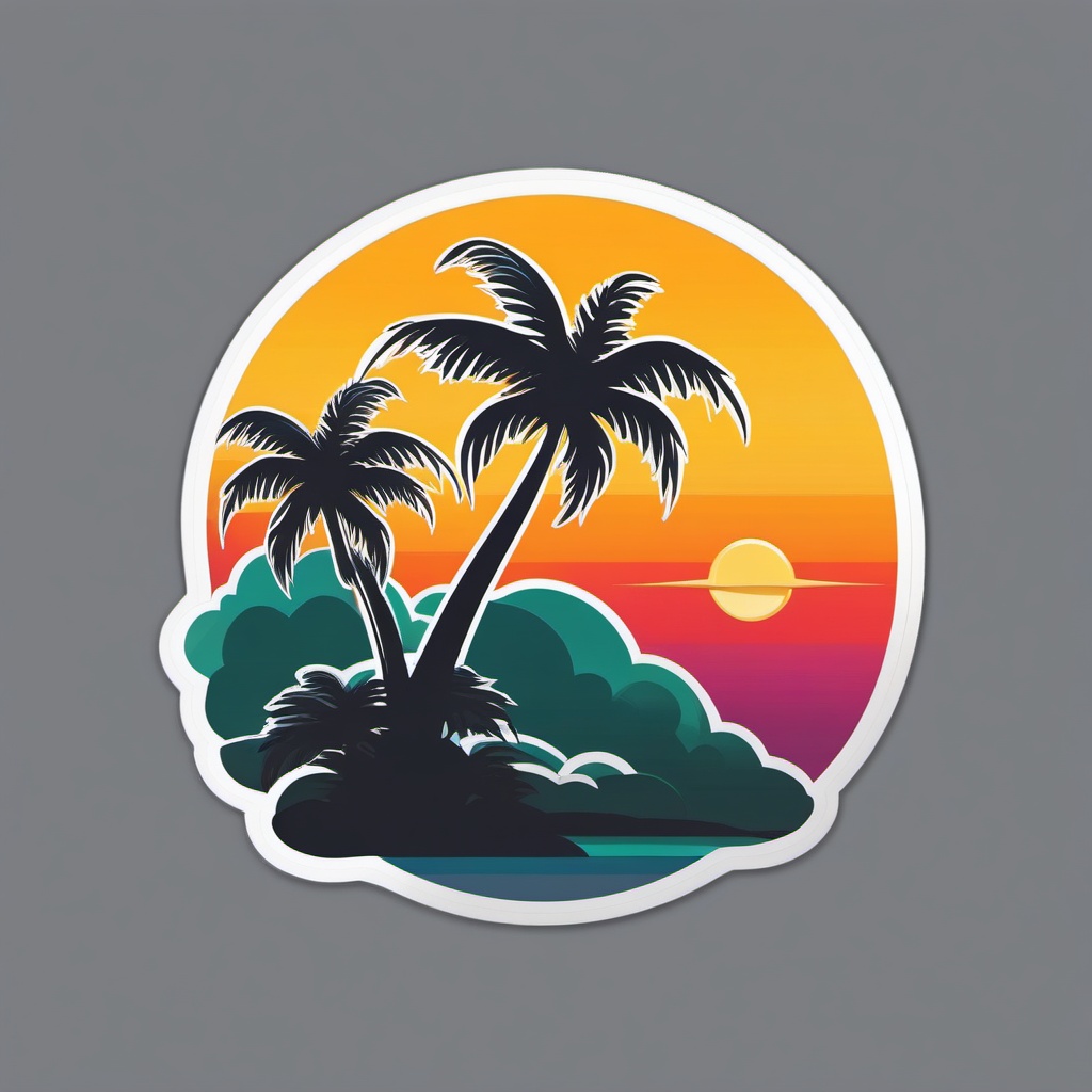 Palm Tree Sticker - Palm tree for a tropical feel, ,vector color sticker art,minimal