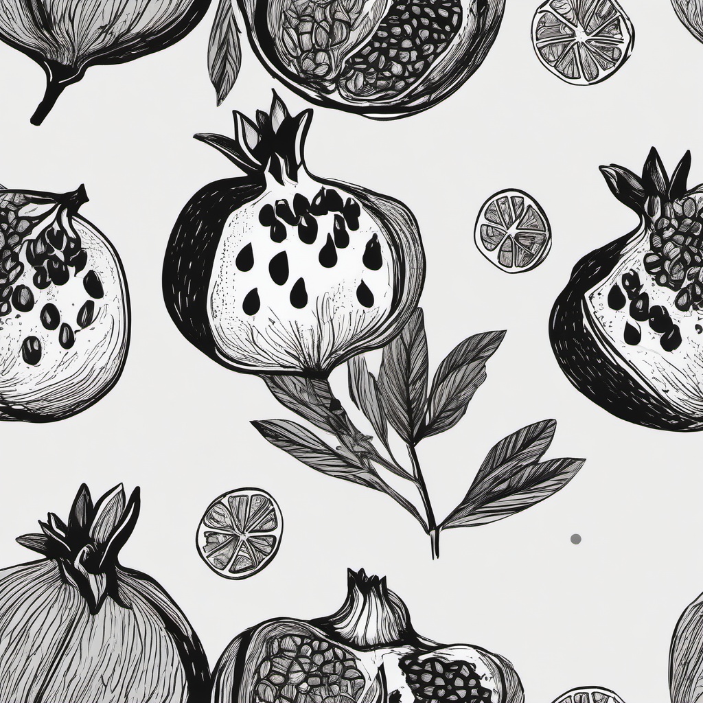 drawing of a pomegranate  minimal rough scribbles,doodles,black and white