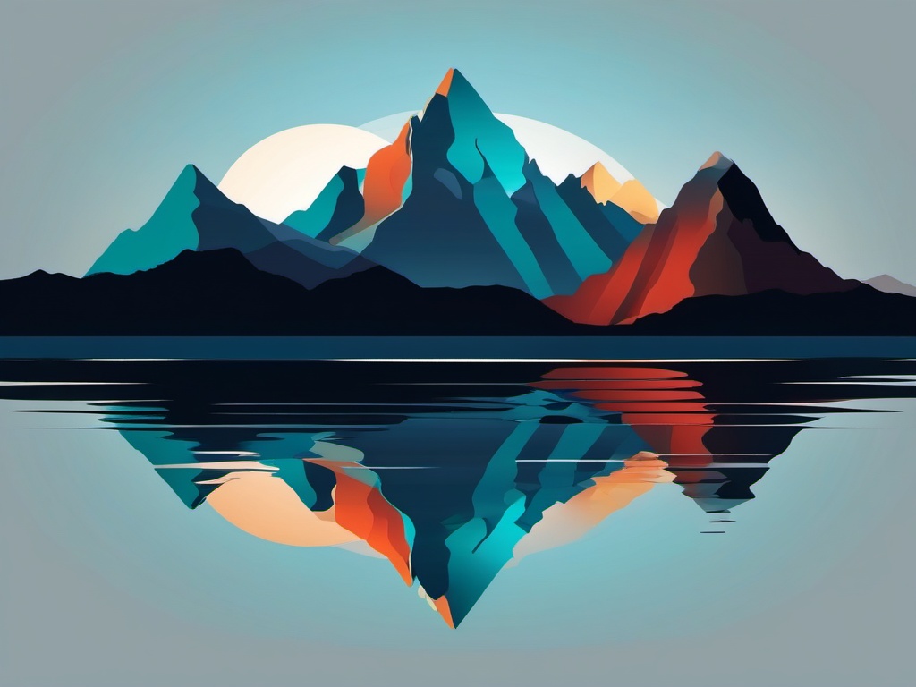 Mountain Reflection clipart - Mountain peaks reflecting in the lake., ,vector color clipart,minimal