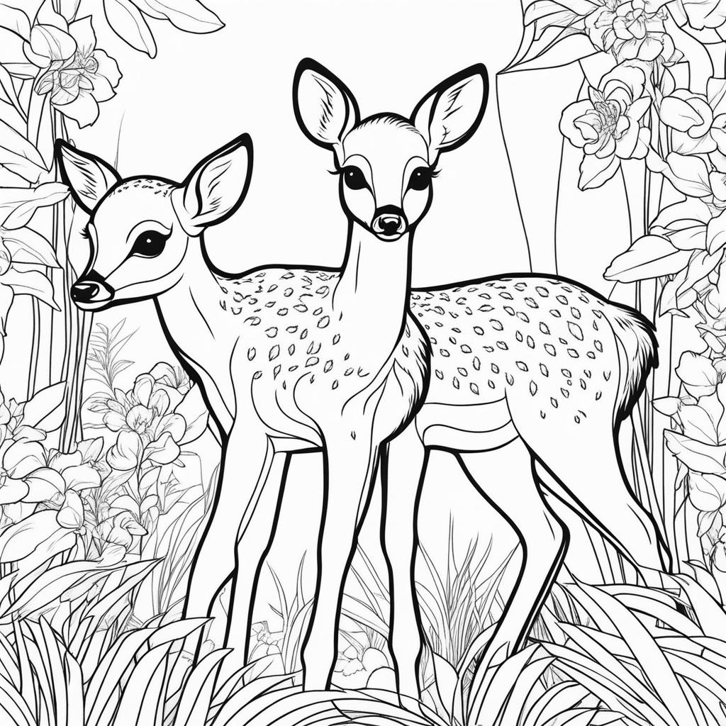 pudu deer fawns cute animals coloring page 