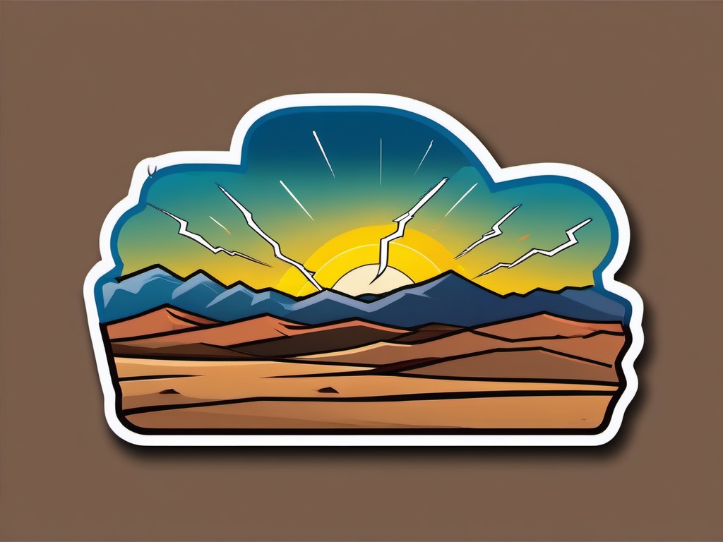 Lightning over desert sticker- Electrifying and vast, , sticker vector art, minimalist design