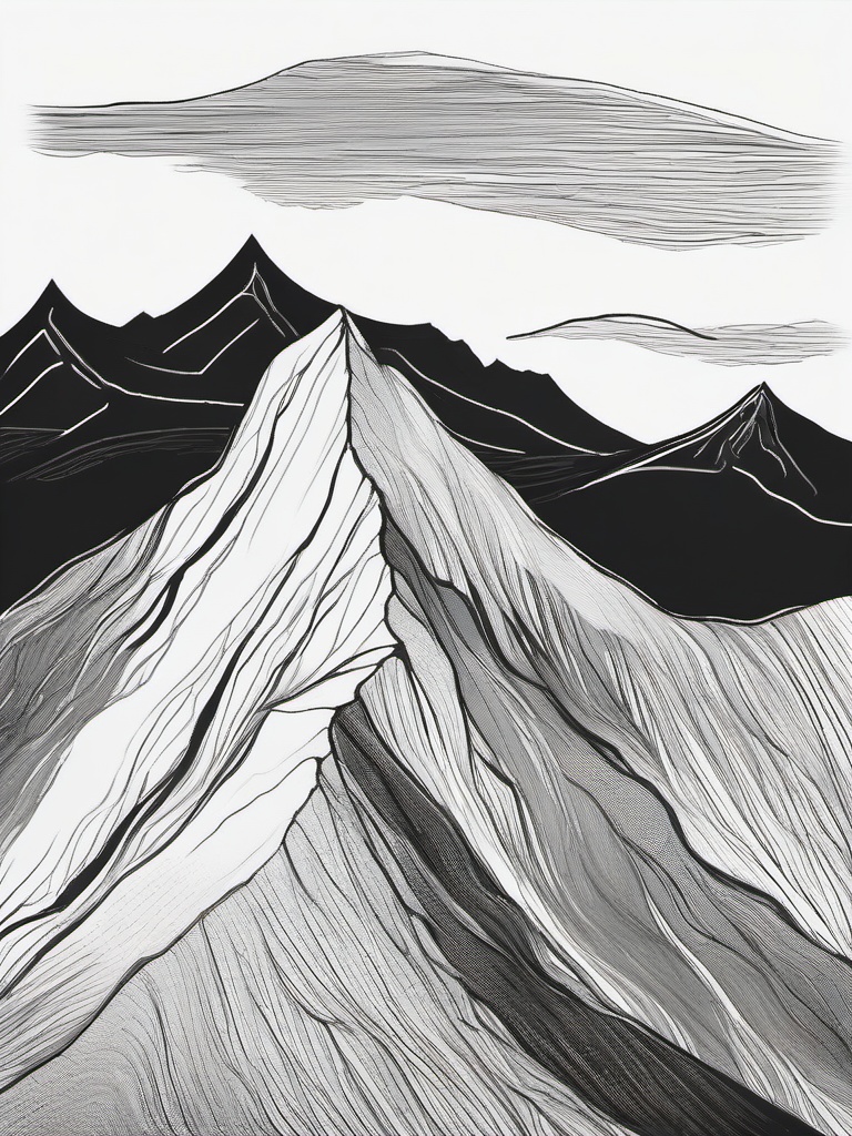 drawing of a mountain in autumn  minimal rough sketch scribbles,doodles,black and white