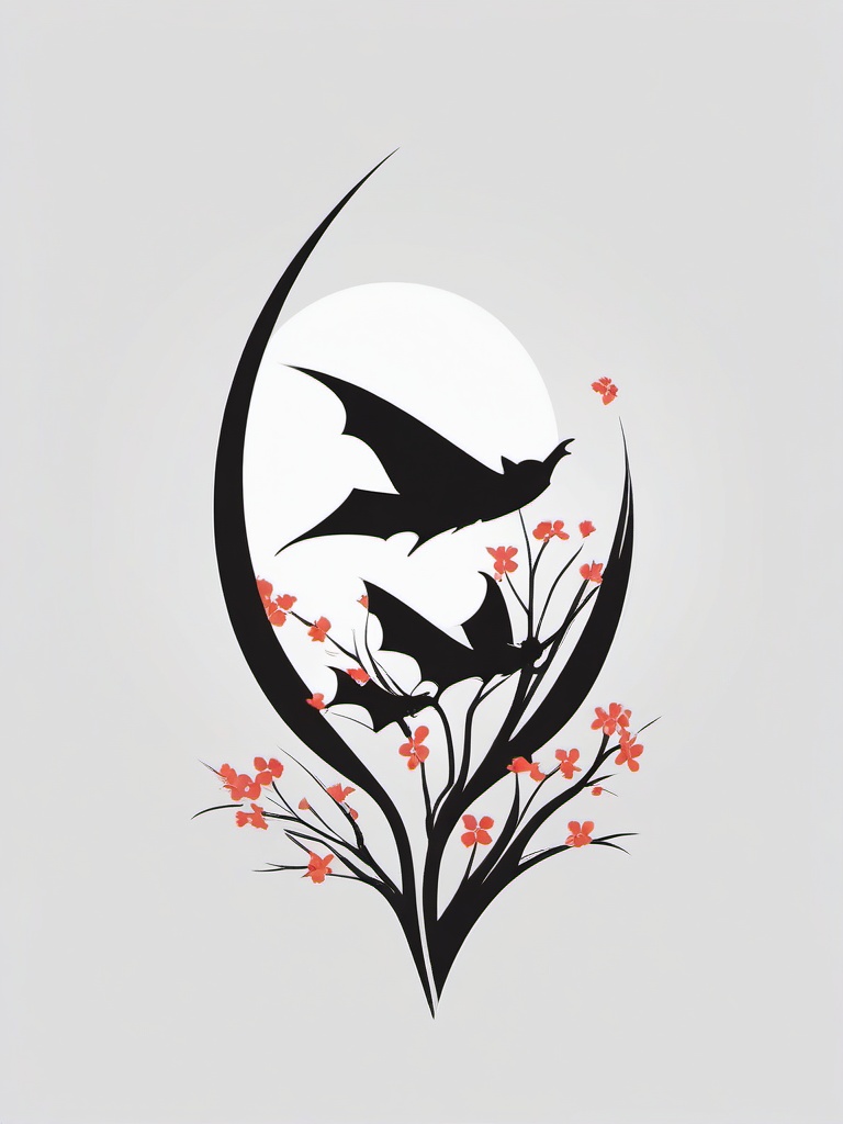 Blossom Bats  minimalist design, white background, professional color logo vector art