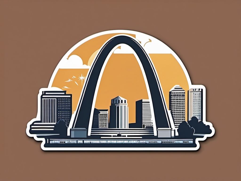 Gateway Arch sticker- Iconic arch in St. Louis symbolizing westward expansion, , sticker vector art, minimalist design