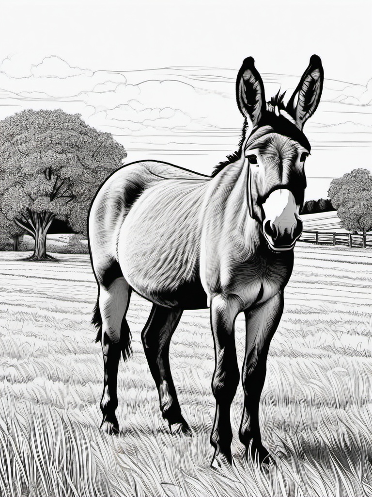 Donkey Coloring Pages - Hardy Farm Mammal  black outline printable coloring page