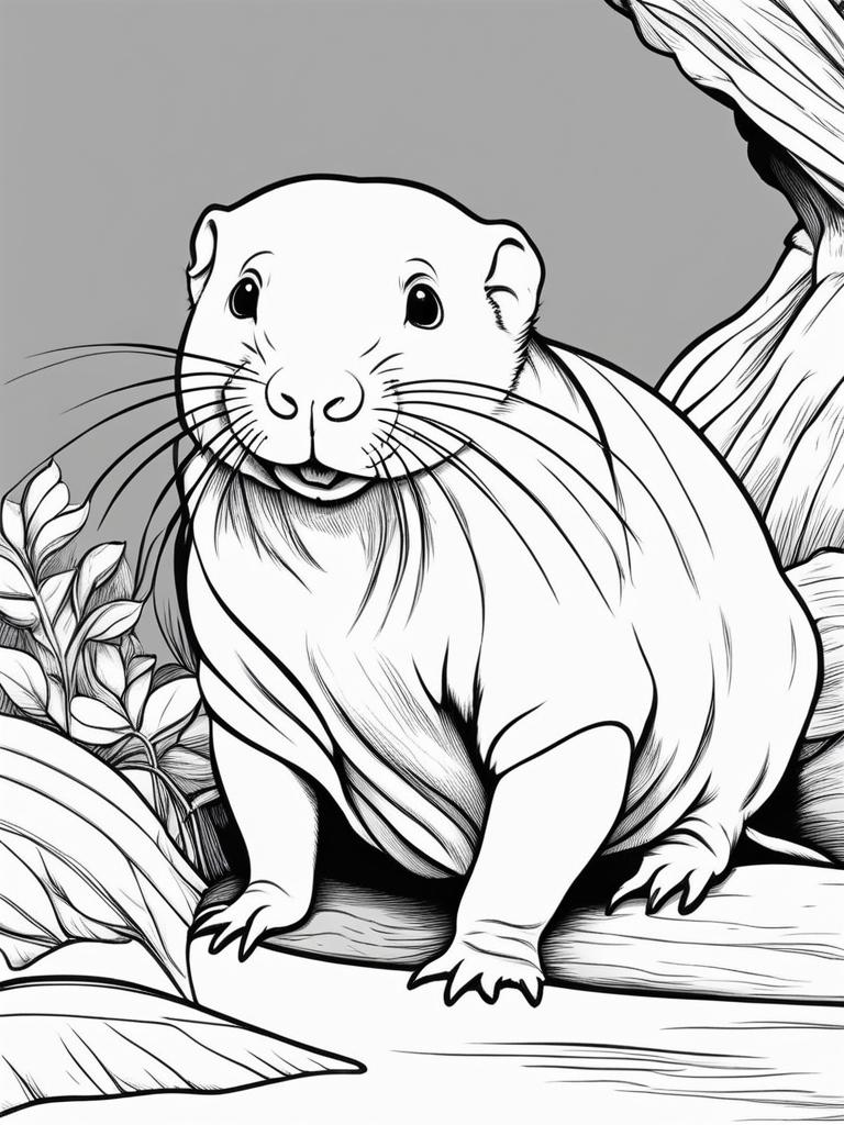 naked mole rats cute animals coloring page 