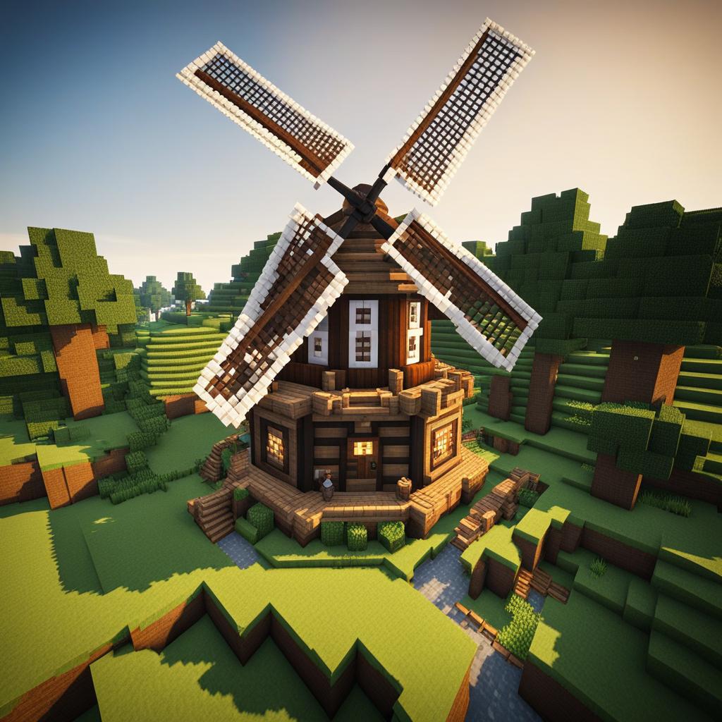 charming windmill grinding grain in the countryside - minecraft house design ideas minecraft block style