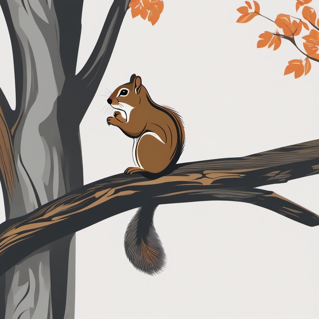 Eastern Gray Squirrel Clip Art - Eastern gray squirrel on a tree branch,  color vector clipart, minimal style