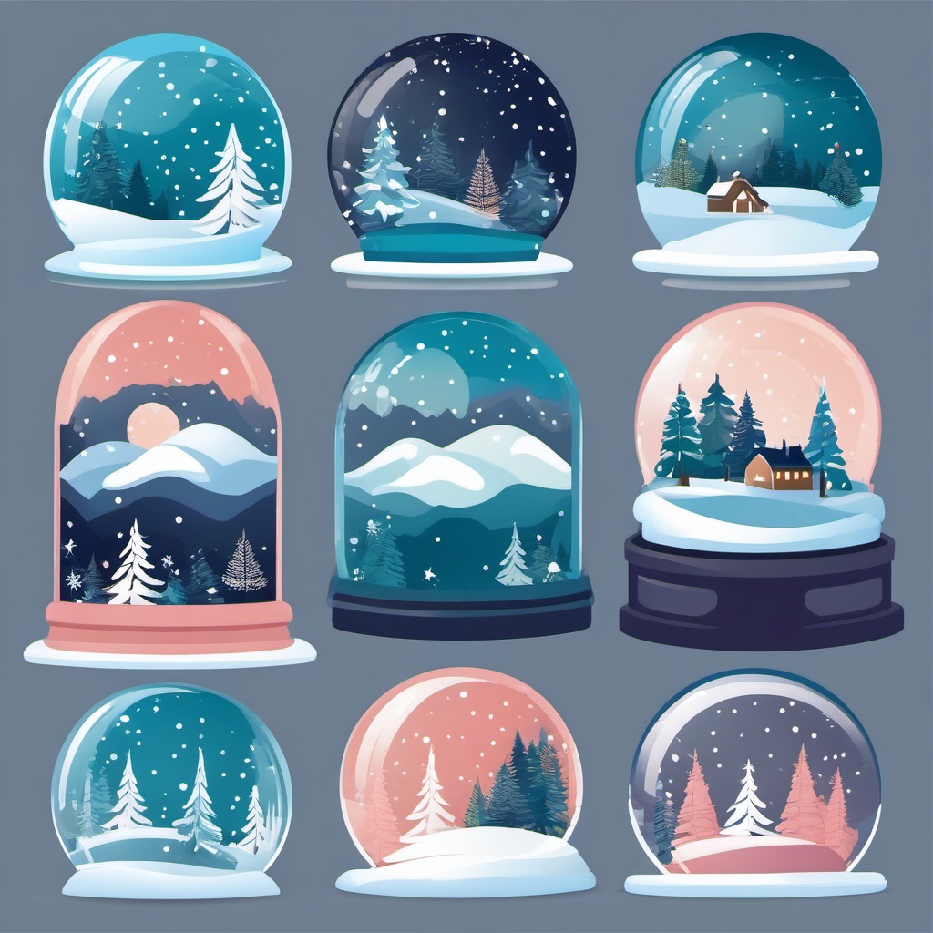 Snow Globe clipart - Magical snow globe with a winter scene, ,vector color clipart,minimal