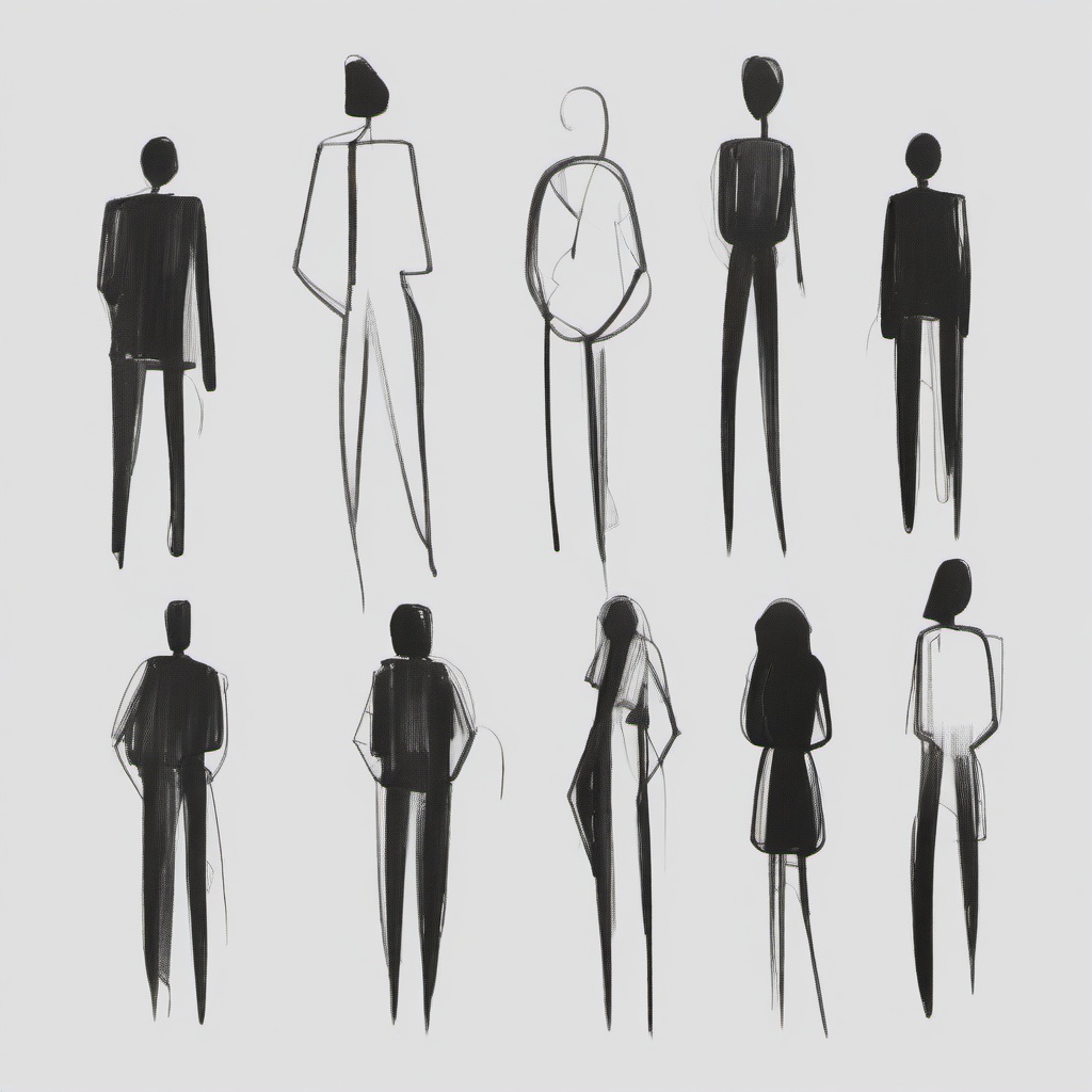 drawing of human figures  minimal rough scribbles,doodles,black and white