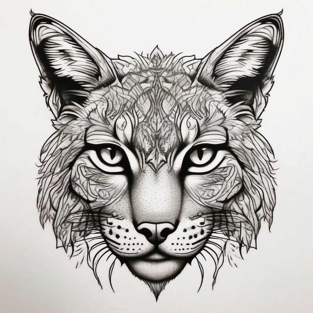 A micro tattoo of a lynx   ,tattoo design, white background