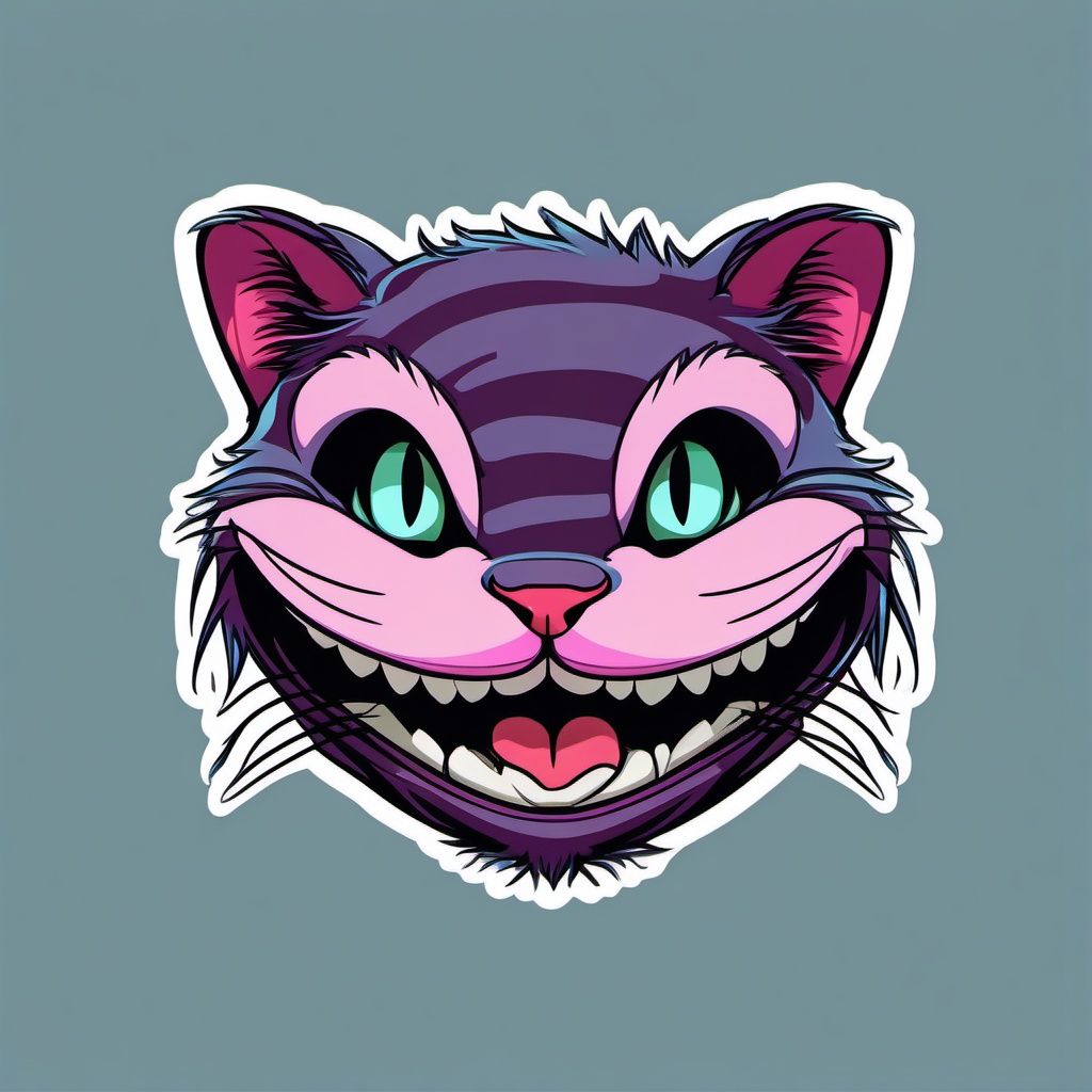 Cheshire cat sticker, Grinning , sticker vector art, minimalist design