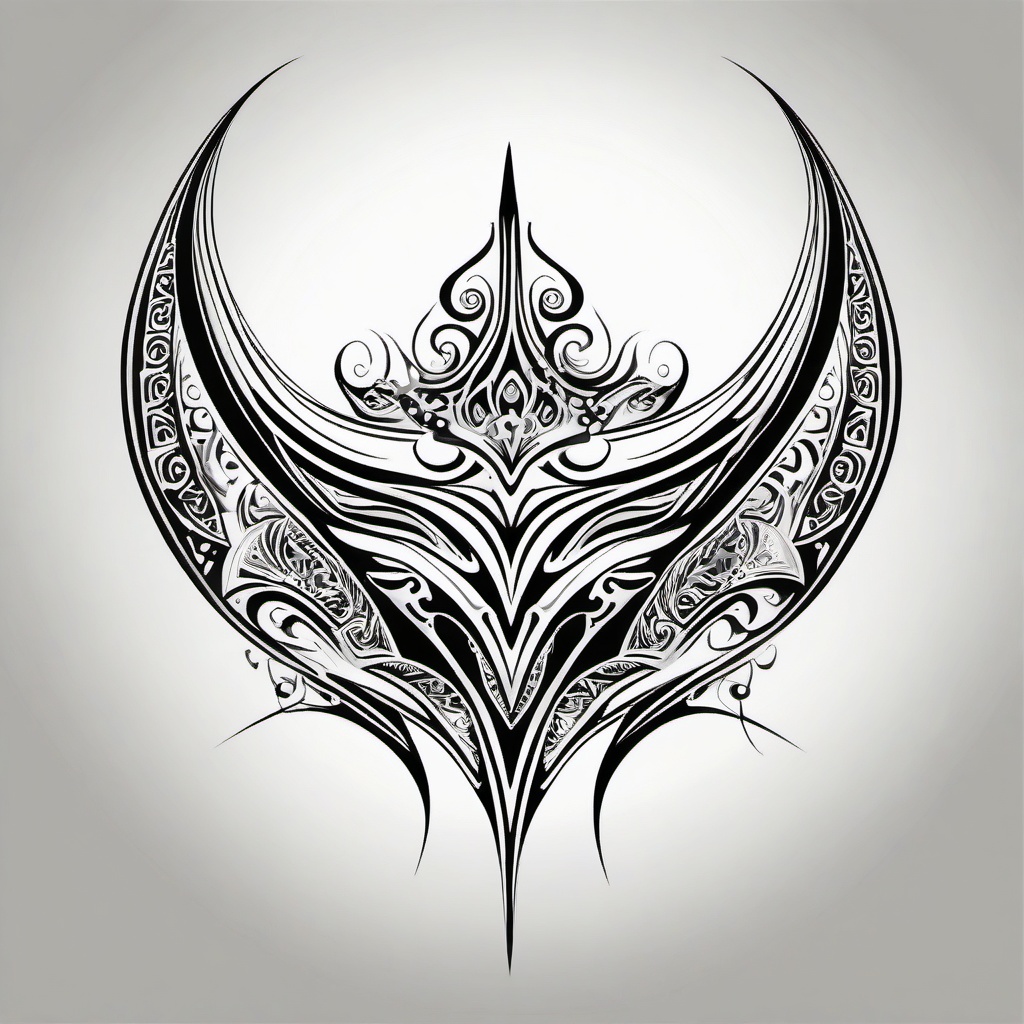 Manta Ray Tribal Tattoo,a tribal-style tattoo featuring the magnificent manta ray, symbolizing power and elegance. , color tattoo design, white clean background