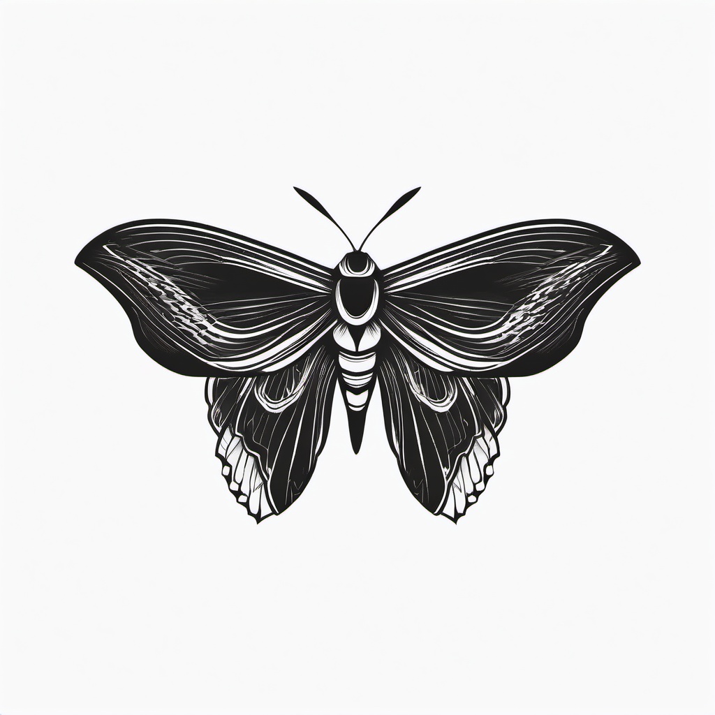 Black and White Moth Tattoo - Minimalistic moth tattoo in black and white.  simple vector tattoo,minimalist,white background