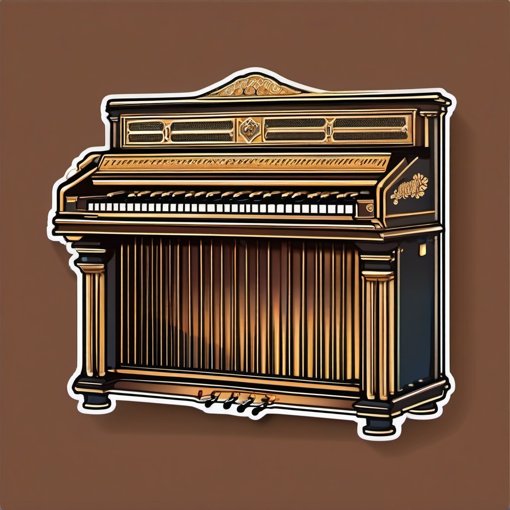 Harmonium Sticker - Playing harmonious and traditional tunes on the harmonium, , sticker vector art, minimalist design