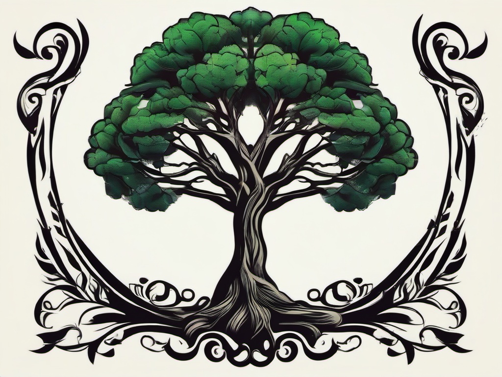 tattoo small tree  simple vector color tattoo