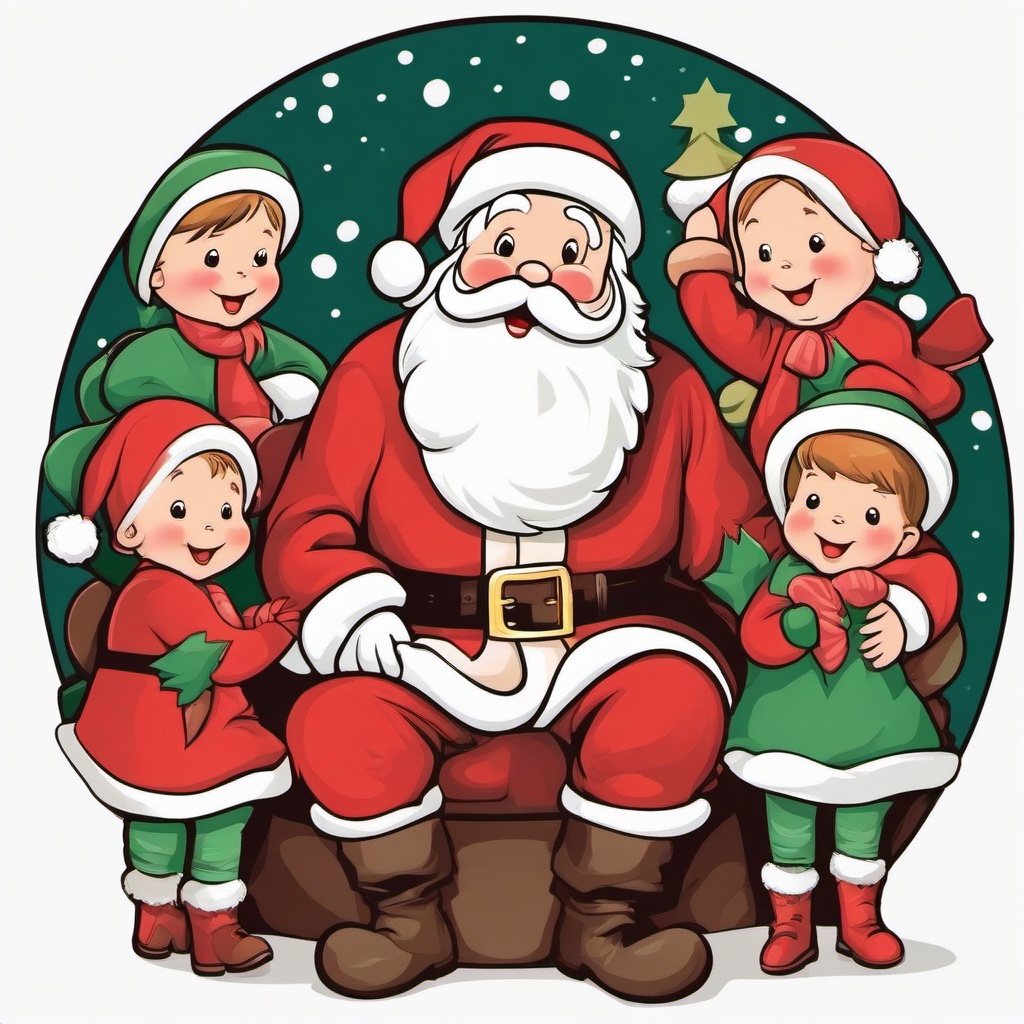 Santa clipart - Santa surrounded by children on Christmas  