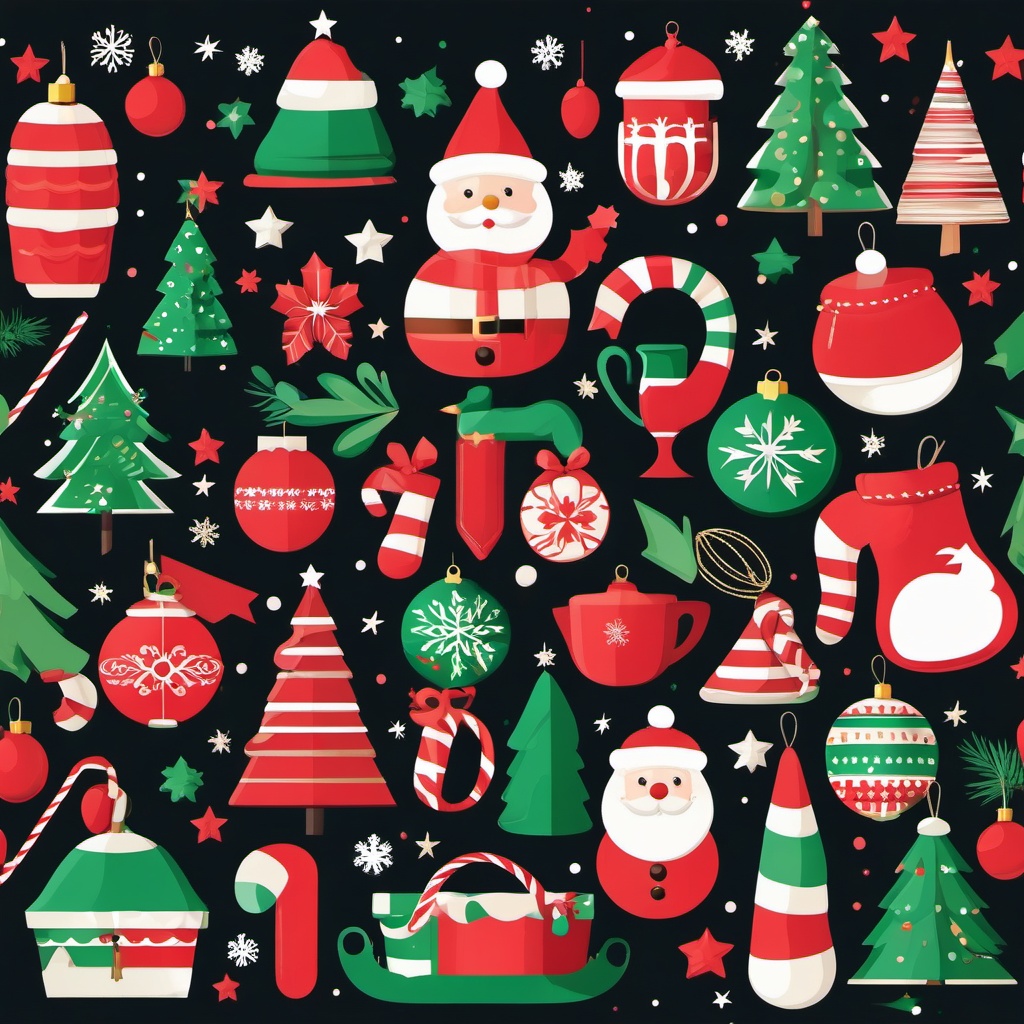 Christmas arts and crafts clipart  simple, 2d flat