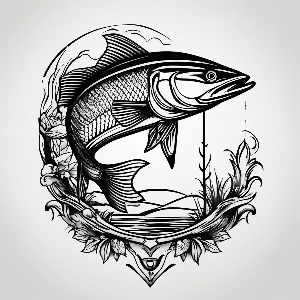 hunting fishing tattoo ideas  simple color tattoo,minimal,white background