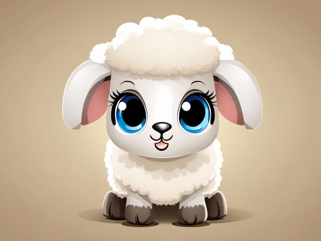 Lamb clipart - cartoon lamb with fluffy wool and big eyes  