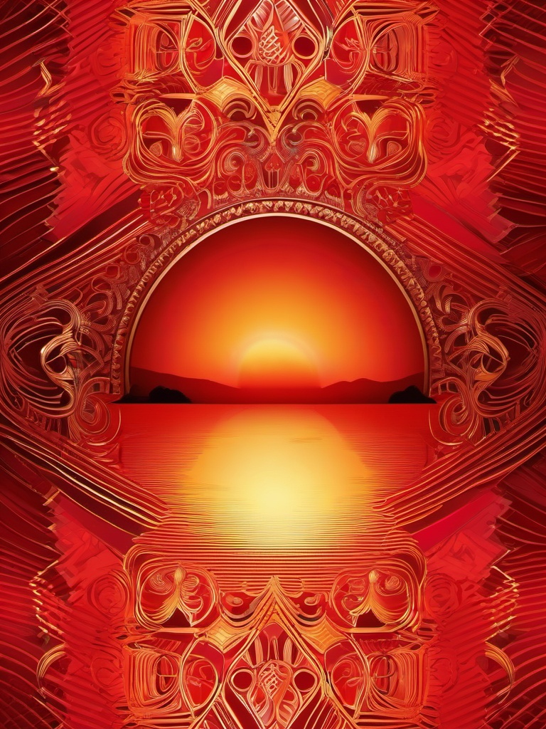 Vibrant Sunset Red Background intricate details, patterns, wallpaper photo