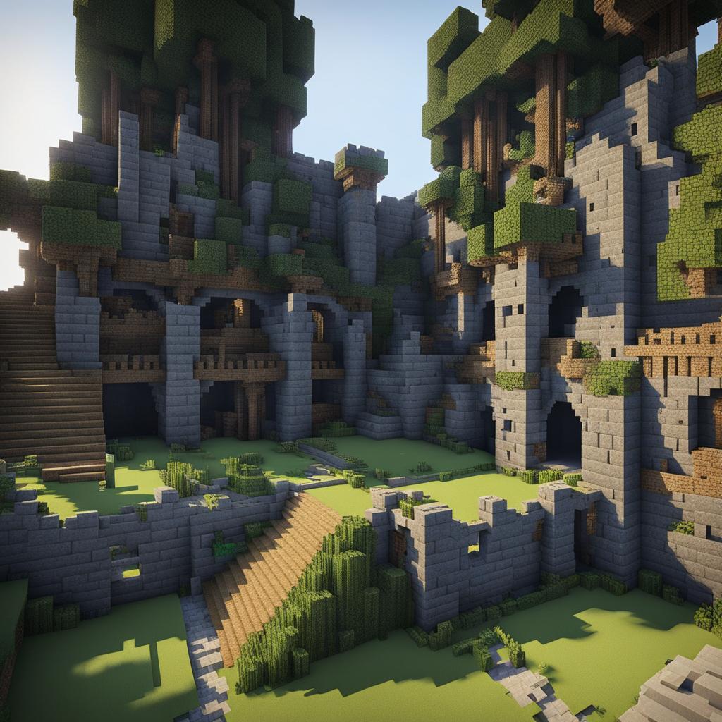 ancient ruins of a castle with crumbling stone walls - minecraft house design ideas minecraft block style