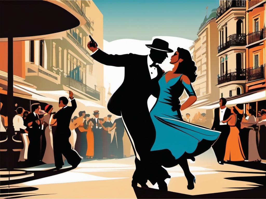 Buenos Aires clipart - Obelisco and Tango dancers in Argentina,  color vector clipart