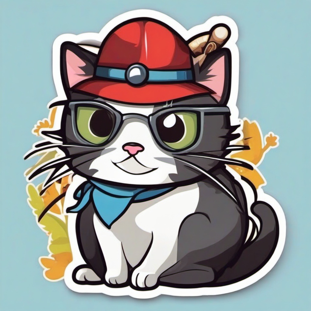 Cat cartoon - independent animal that helps keep pests away  cartoon sticker style