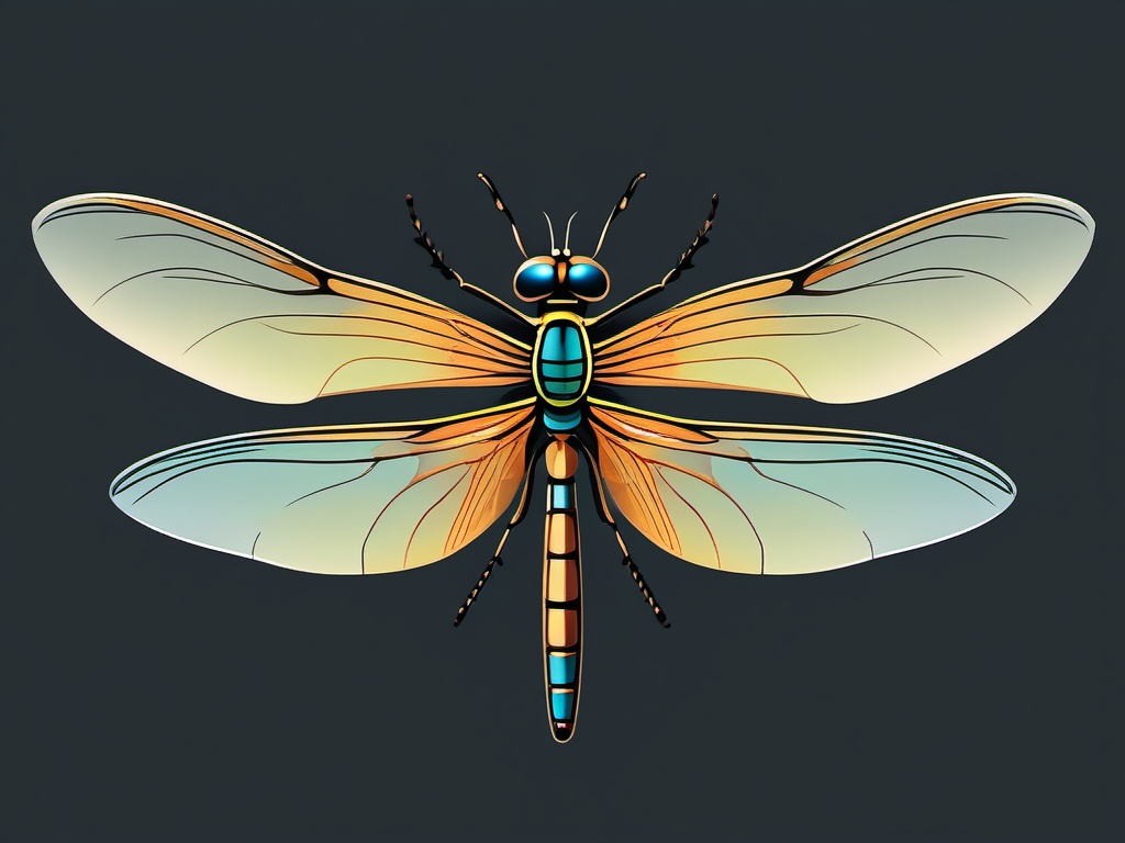 Dragonfly clipart - Agile insect with transparent wings darting in the air, ,color clipart vector style