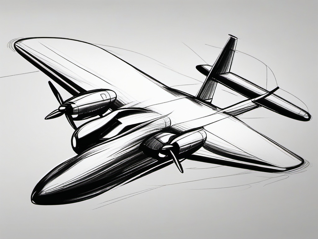 simple drawing of plane  minimal rough sketch scribbles,doodles,black and white